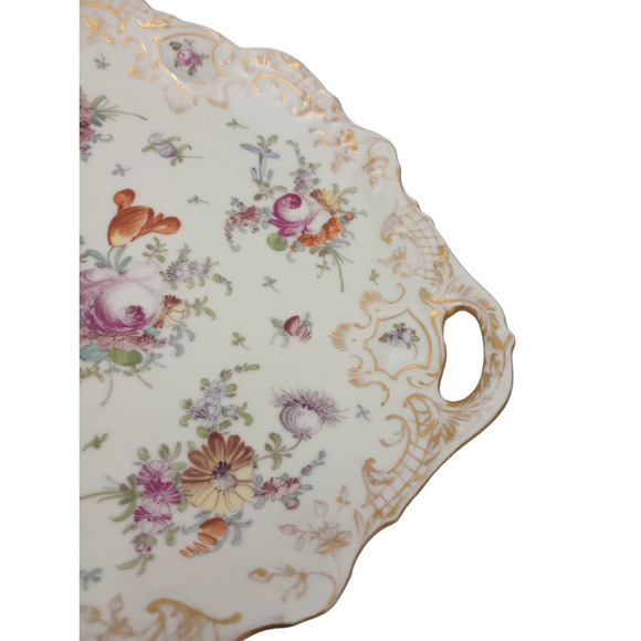Dresden Franziska Hirsch Hand Painted 2 Handled Platter - Picture 4 of 8